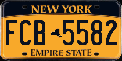 NY license plate FCB5582