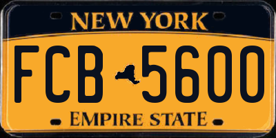 NY license plate FCB5600