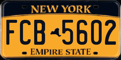 NY license plate FCB5602