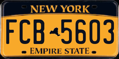 NY license plate FCB5603