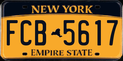 NY license plate FCB5617