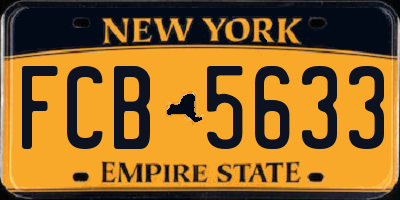 NY license plate FCB5633