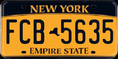 NY license plate FCB5635