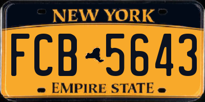 NY license plate FCB5643