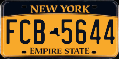 NY license plate FCB5644