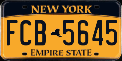 NY license plate FCB5645