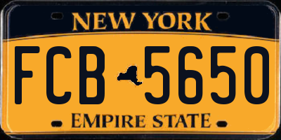NY license plate FCB5650