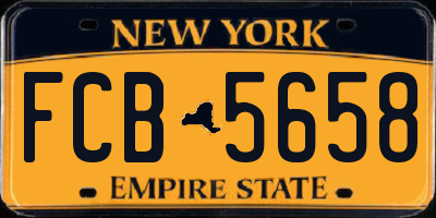 NY license plate FCB5658
