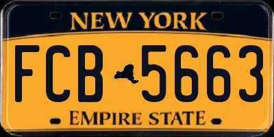 NY license plate FCB5663