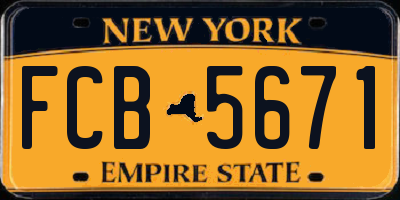 NY license plate FCB5671