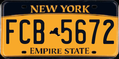 NY license plate FCB5672