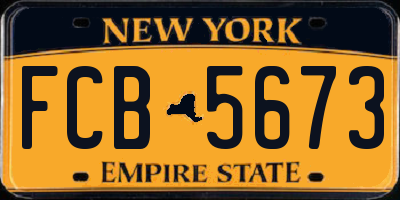 NY license plate FCB5673