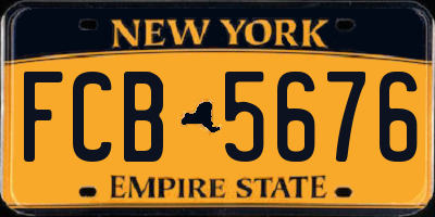 NY license plate FCB5676