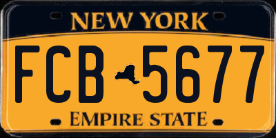 NY license plate FCB5677