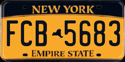 NY license plate FCB5683