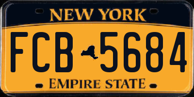 NY license plate FCB5684