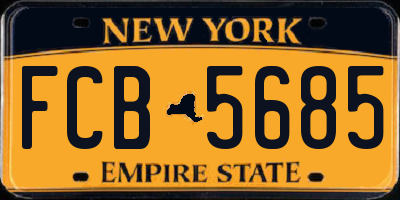 NY license plate FCB5685