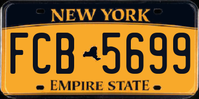 NY license plate FCB5699
