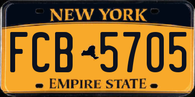 NY license plate FCB5705
