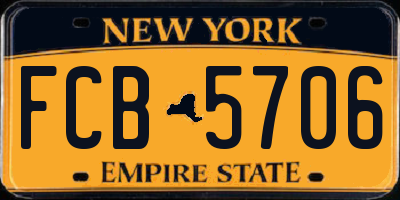 NY license plate FCB5706