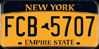 NY license plate FCB5707