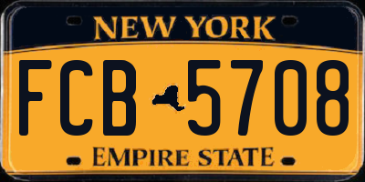 NY license plate FCB5708