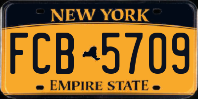 NY license plate FCB5709