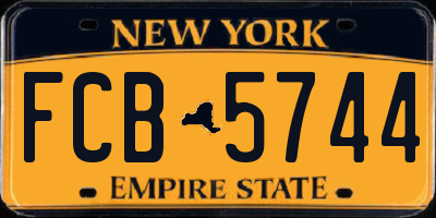 NY license plate FCB5744
