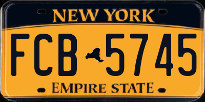NY license plate FCB5745