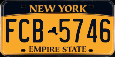 NY license plate FCB5746