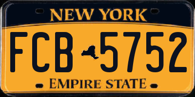 NY license plate FCB5752