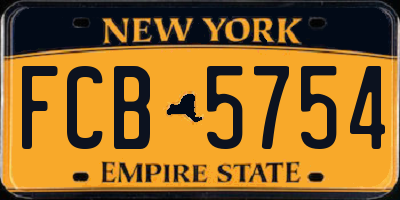 NY license plate FCB5754