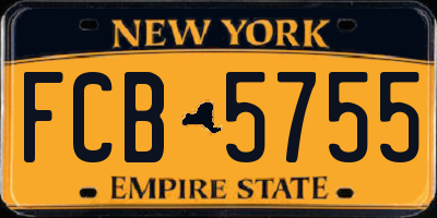 NY license plate FCB5755