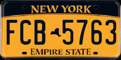 NY license plate FCB5763