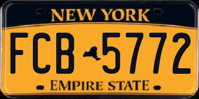 NY license plate FCB5772