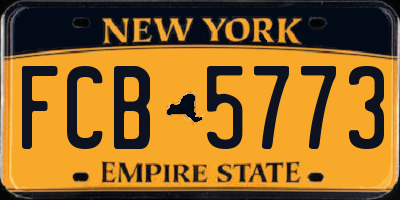 NY license plate FCB5773