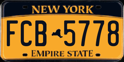 NY license plate FCB5778