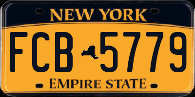 NY license plate FCB5779