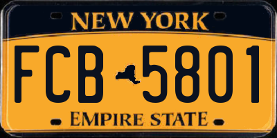 NY license plate FCB5801