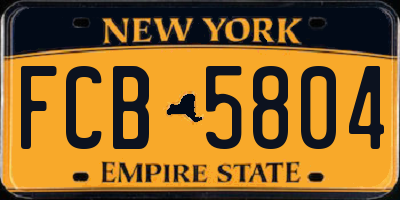 NY license plate FCB5804