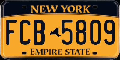 NY license plate FCB5809