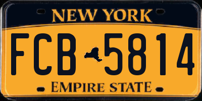 NY license plate FCB5814