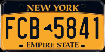 NY license plate FCB5841