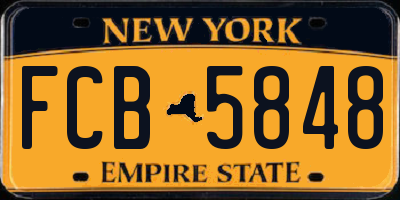 NY license plate FCB5848