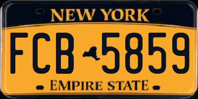 NY license plate FCB5859