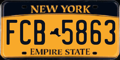 NY license plate FCB5863