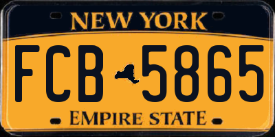 NY license plate FCB5865
