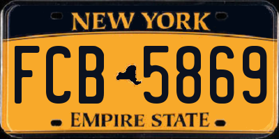 NY license plate FCB5869