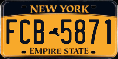 NY license plate FCB5871