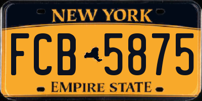 NY license plate FCB5875
